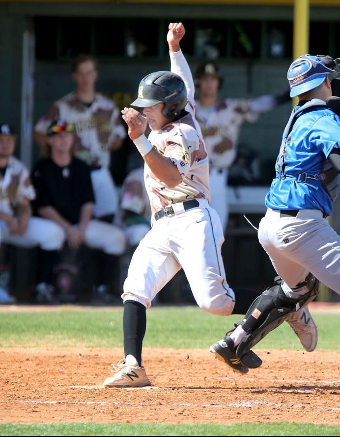 Daniel Cervantes scores in third inning off of Brennan Reback grounder Tuesday afternoon.-Oscar Perez Pinal Central