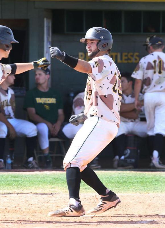 Nick Cheema touches after a blast in game two. -Oscar Perez-Pinal Central