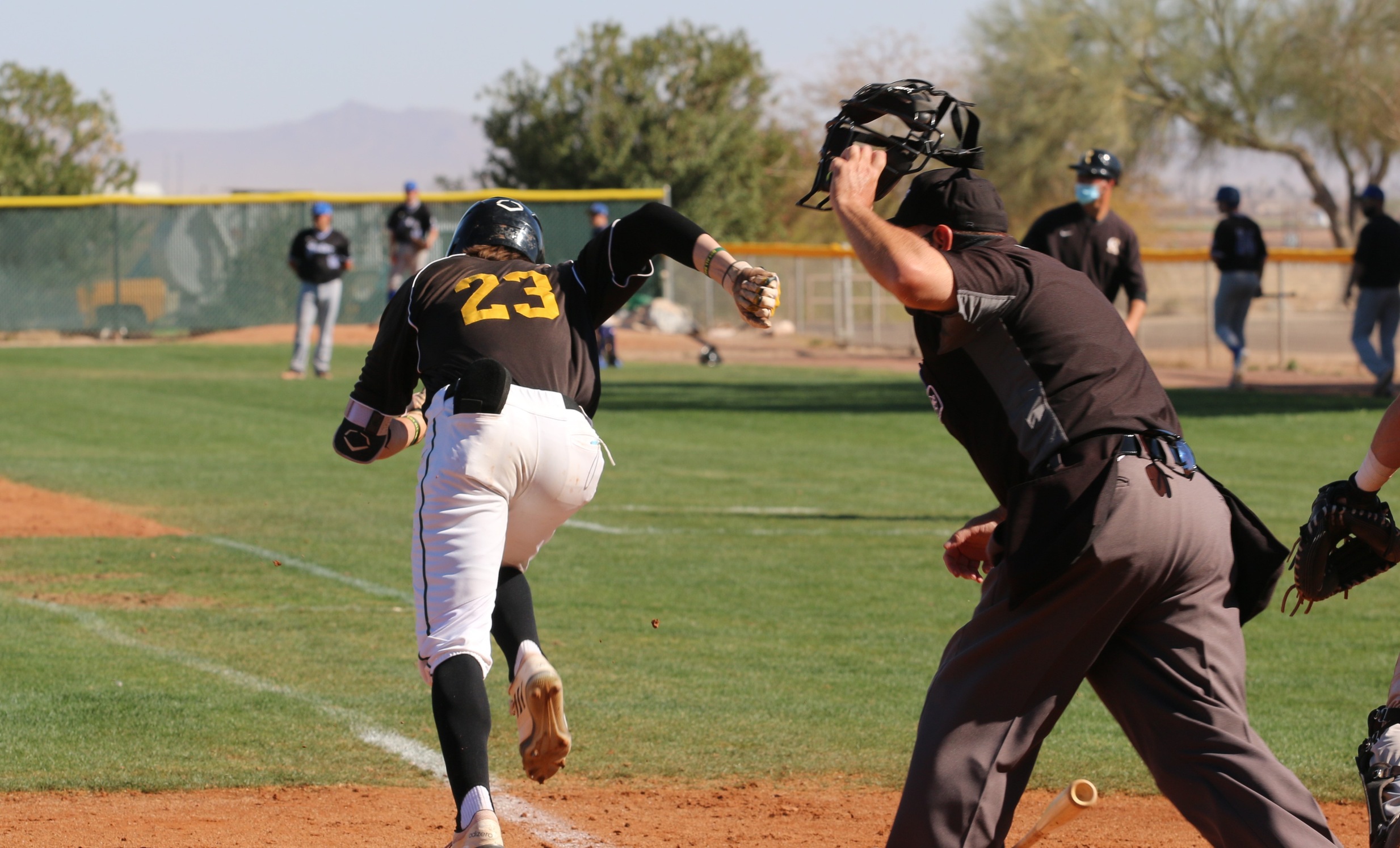JD McLaughlin heads to first on infield grounder. Almost beat it out.