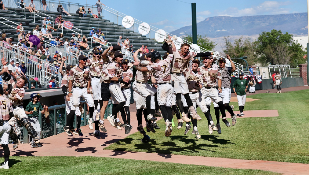 After Kiko Romero's (#7) homerun Wednesday afternoon's third round win-Photo courtesy NJCAA
