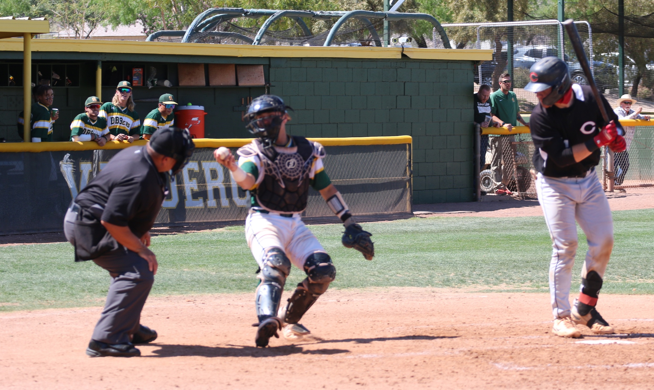 Foul tip K for Tug Wilkinson, catcher Trey Newman shows ump.