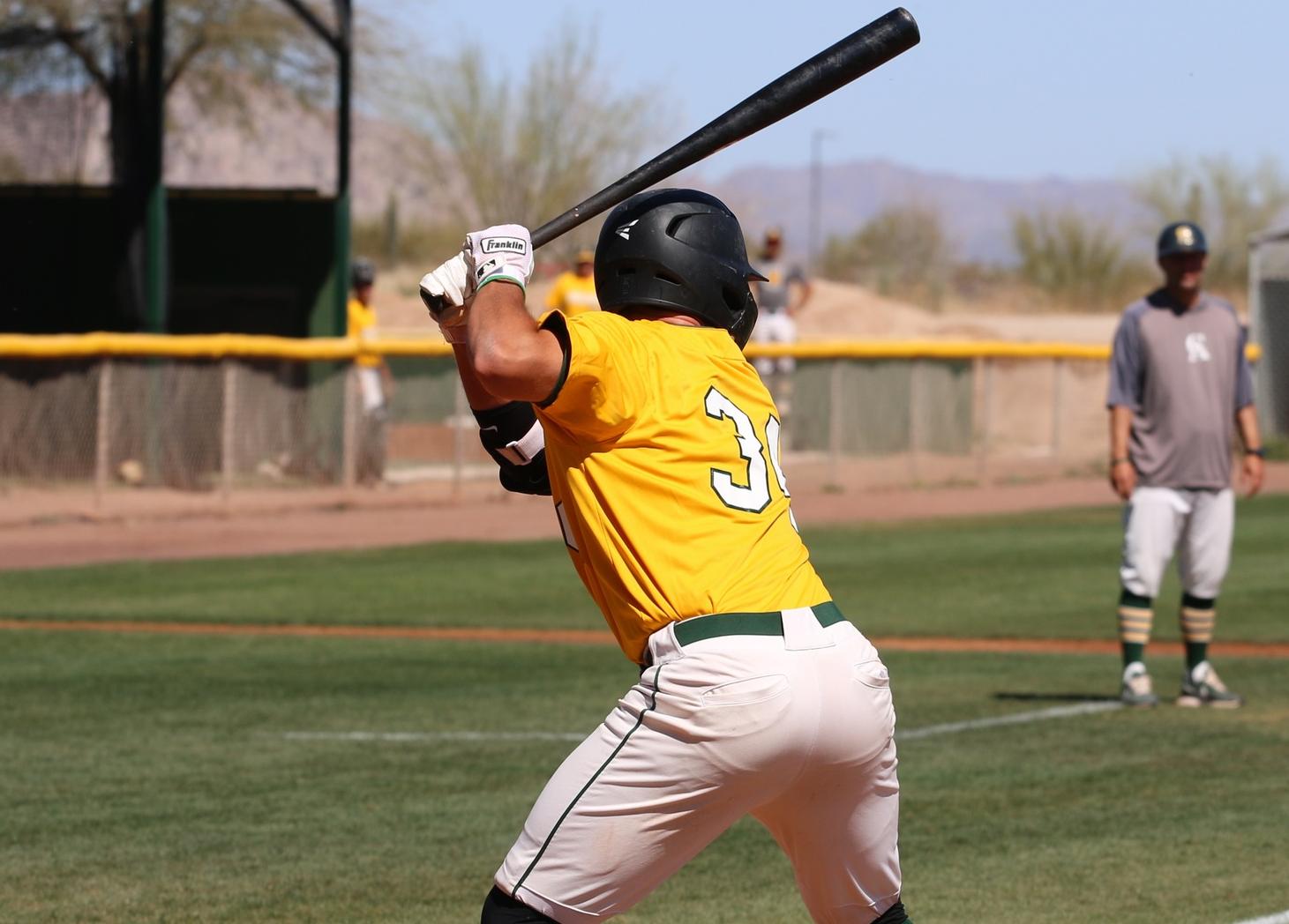 Blake Avila cocks in a home game last year. Avila drove in a hard-to-come-by run in the Vaqueros tough sweep of Cochise Tuesday afternoon.